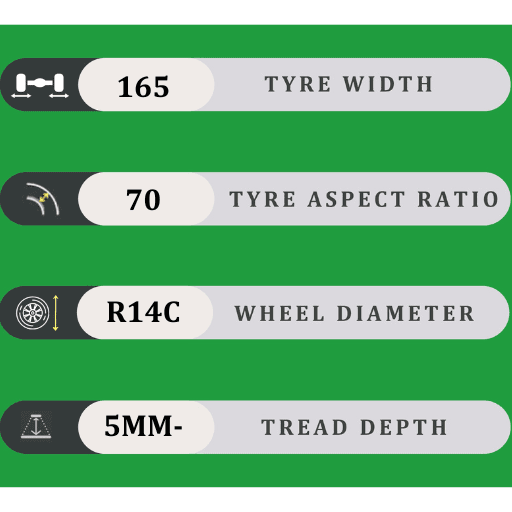 165/70/14C Under 5MM