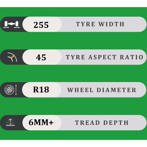 255/45/18 6MM+