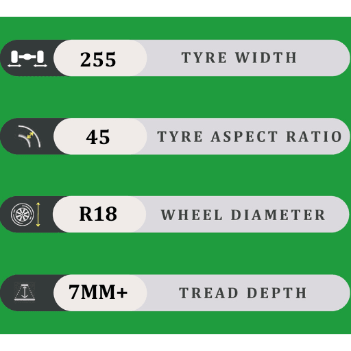 255/45/18 7MM+
